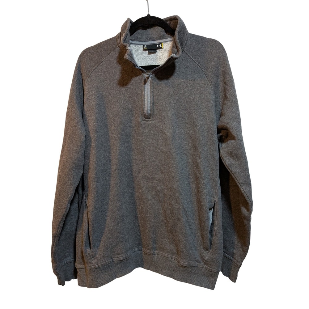 Under Armour Men's L Gray Loose Fit 1/4 Zip Pullover Relaxed Casual Sweatshirt